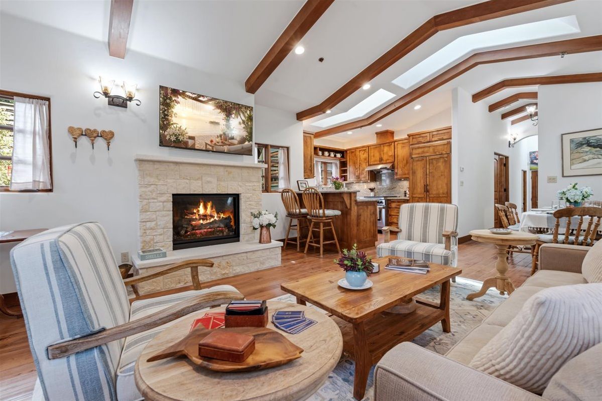 Living Room with Gas Fireplace and Smart TV