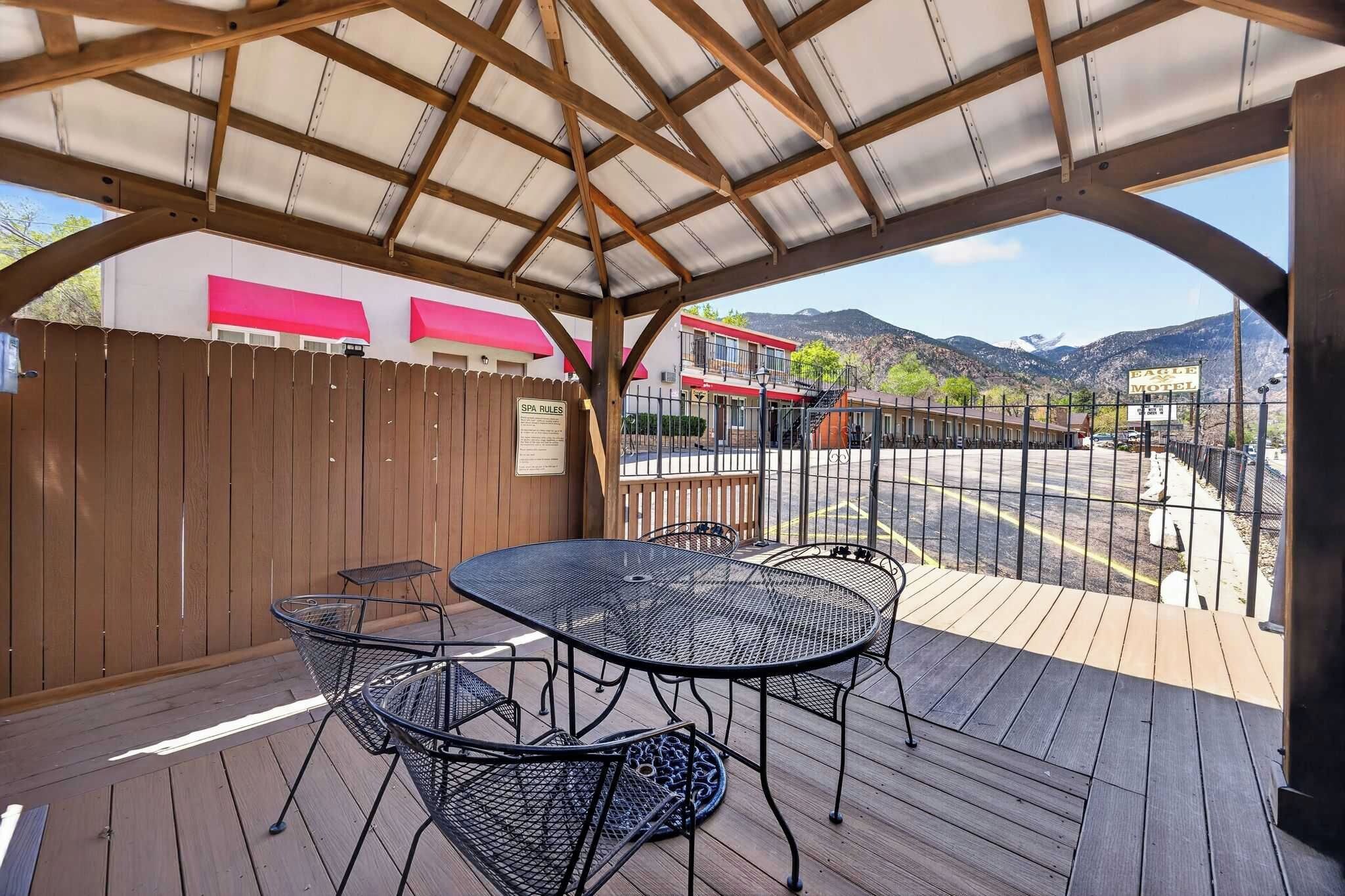 private smoking patio away from motel. 