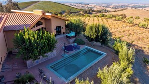 A modern house with a swimming pool, surrounded by a landscaped garden and vineyard. - The Villa at Ambyth Estate by Avantstay Pool + Hot Tub + Snooker 42-acre Organic Vineyard (Templeton)