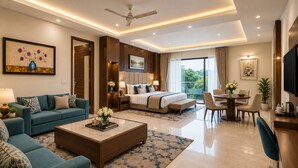 Quarto casal luxo, sacada | Área de estar