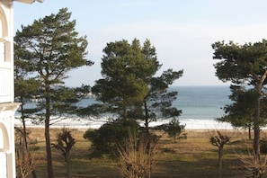 A coastal landscape with a view of the sea, trees, and a building. - Villa Freia Apt. 20 Granitz (Ostseebad Binz)