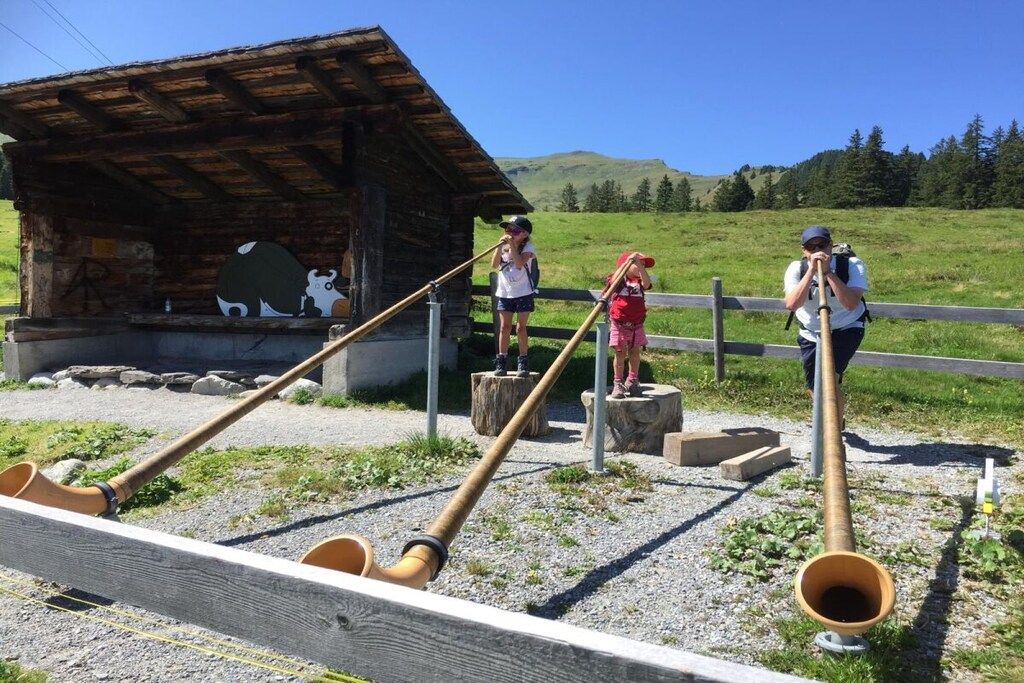 Eine rustikale Holzjagdhaus mit einer Metallbedachung, umgeben von einem Kiesplatz mit Holzbalken und einem Holzzaun.