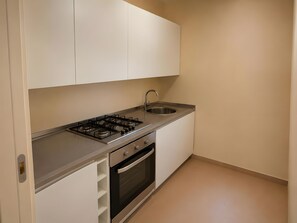 A kitchen with a gas stove, oven, and sink.
