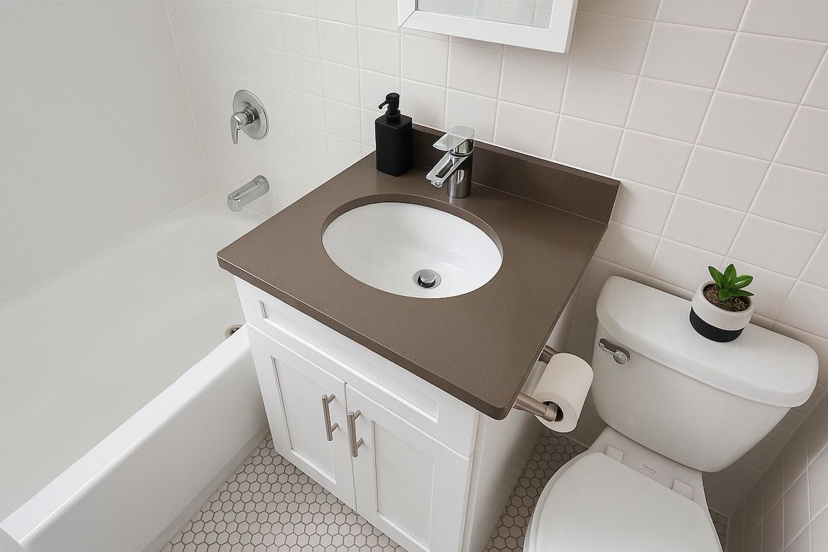 Un baño con bañera, lavabo e inodoro.