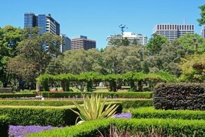 A park with manicured lawns, trees, and a few buildings in the background. - Light-Filled, Cosy CBD-Central Escape Terrace (Surry Hills)