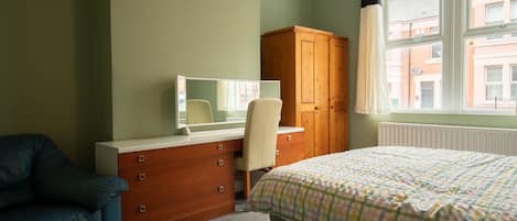 Desk, iron/ironing board, WiFi (free), bed sheets