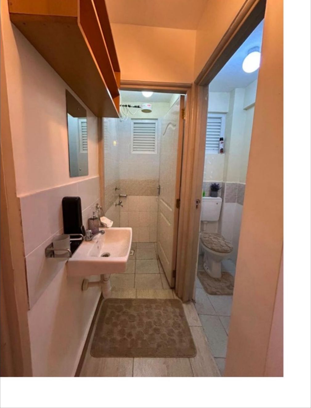 Shower, bidet, towels, soap
