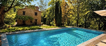 Stone farmhouse in the Umbrian hill countryside