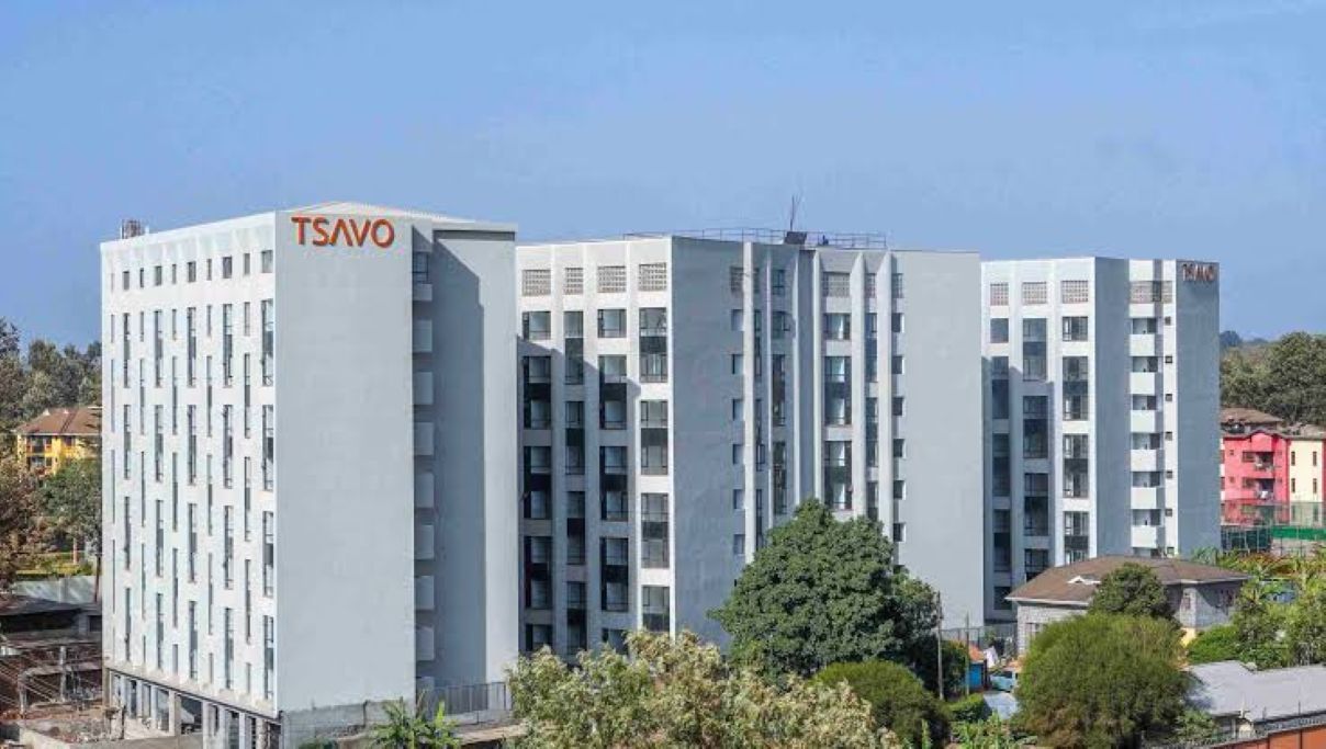 A multi-story building with the name 'TSAVO' on the facade.