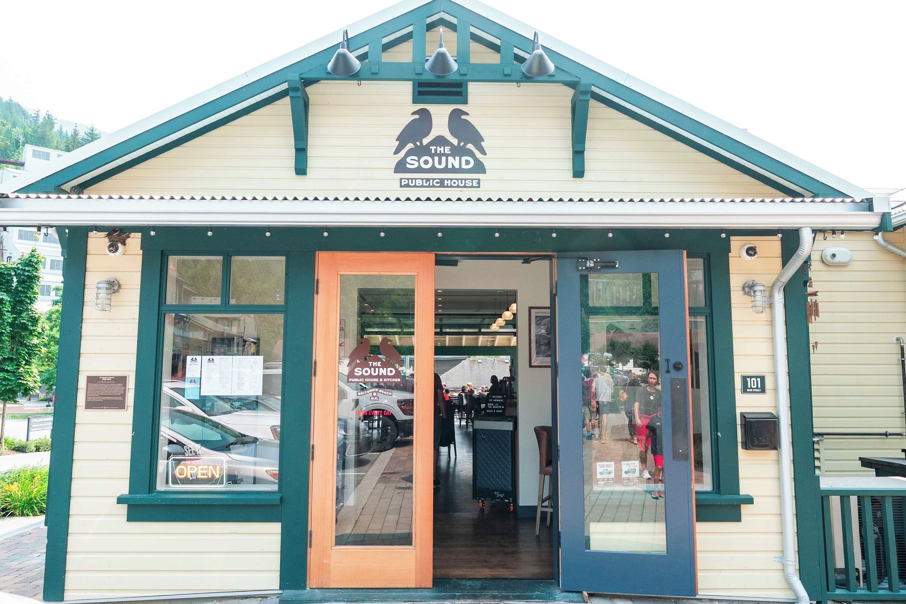 A public house with a sign reading 'The Sound Public House & Kitchen' and a visible entrance.