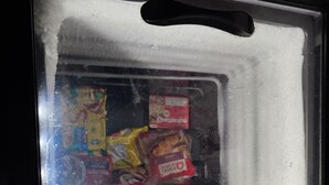 Un congelador con varios alimentos y paquetes en su interior.