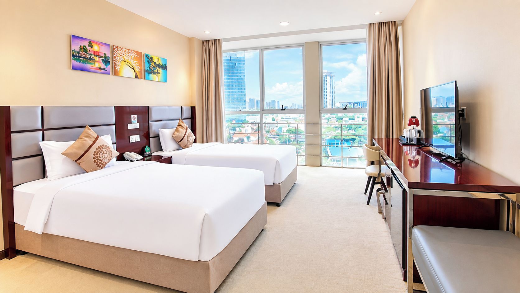 Phòng đôi hoặc 2 giường đơn Deluxe, quang cảnh sông | Minibar, truy cập Internet không dây miễn phí, bộ trải giường 