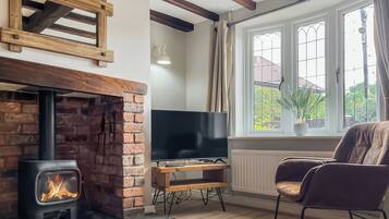 TV, fireplace
