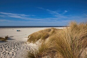 A beach with sand dunes and a clear sky. - Holiday apartment in Juist with swimming pool (Juist)