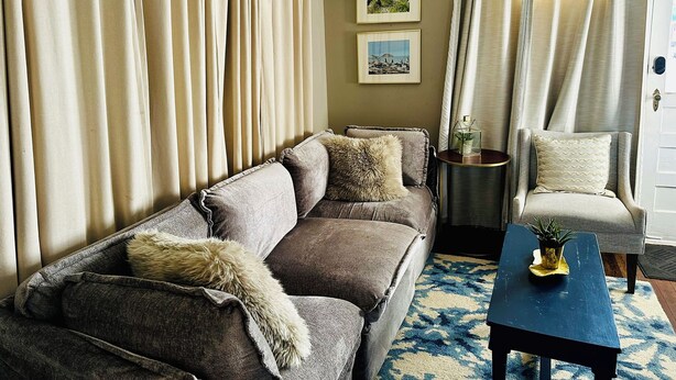 Living area - Cozy 1920s Cottage 2BR with Luxurious Beds & Full Kitchen (Albany)