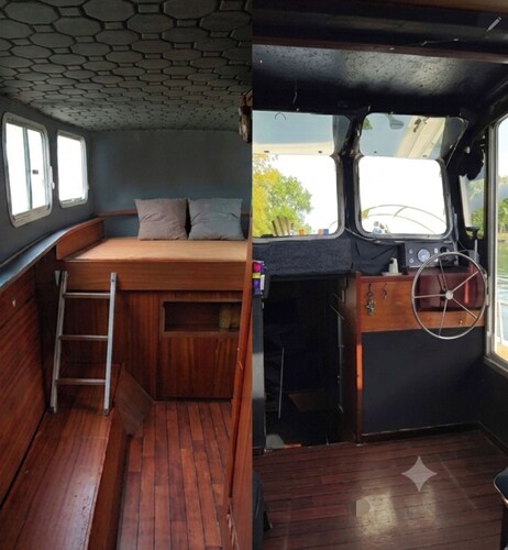 ​A unique, laid-back night in nature aboard a small houseboat docked at the pier