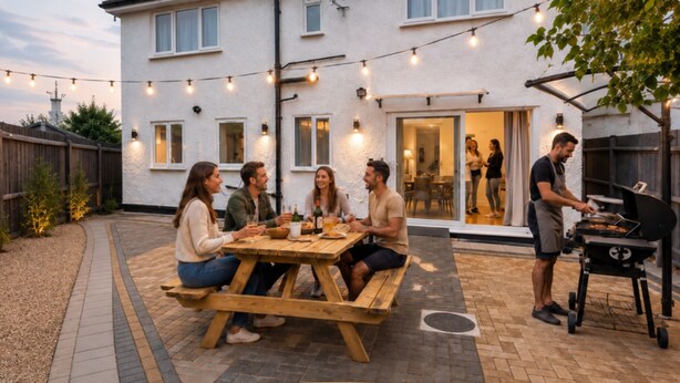 Outdoor dining - Welcome to our modern and spacious 6-bedroom, all en-suite home in **Northolt, West London**, perfect for **up to 12 guests**. Ideal for business travellers, contractors, families, relocation stays, and group trips. (Greater London)