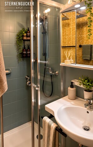 Dusche, Haartrockner, Handtücher