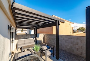 Covered patio with outdoor sofa