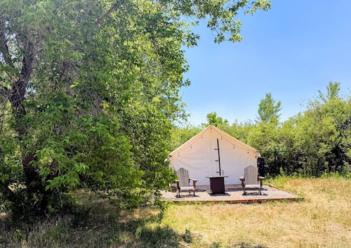 13 Acres. Animas River. One Safari Tent. Come Stay Awhile.