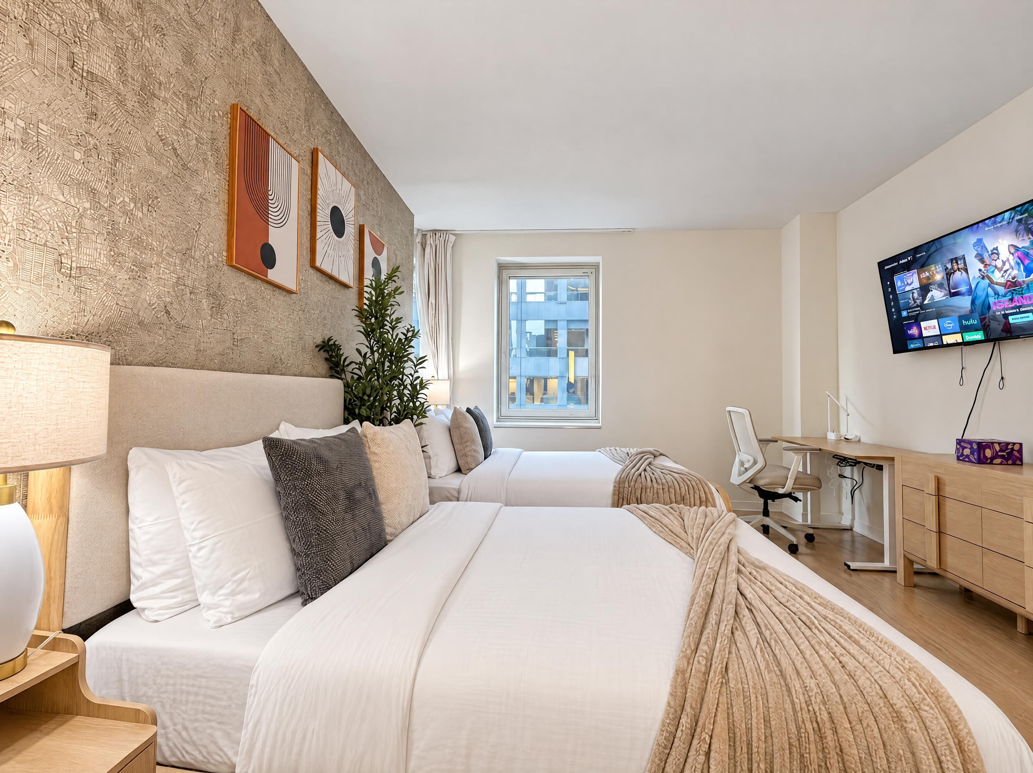 Deluxe Suite, Multiple Beds, Non Smoking, Private Bathroom | Blackout drapes, iron/ironing board, WiFi (free), individually decorated