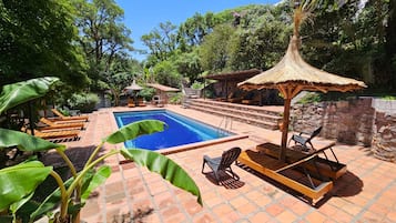 Outdoor pool, sun loungers