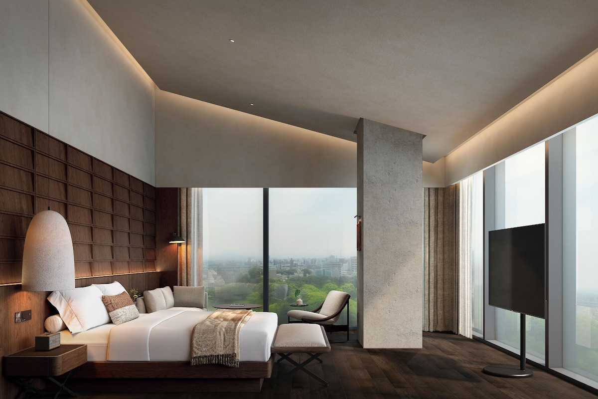 ห้องเบสิกซิงเกิล, วิวสวนหย่อม | โต๊ะทำงาน, พื้นที่ทำงานแบบใช้แล็ปท็อป, ผ้าม่านกันแสง, ห้องเก็บเสียง