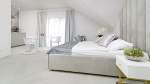 Premium appartement, 1 kingsize bed met slaapbank, kitchenette | Een laptopwerkplek, gratis wifi