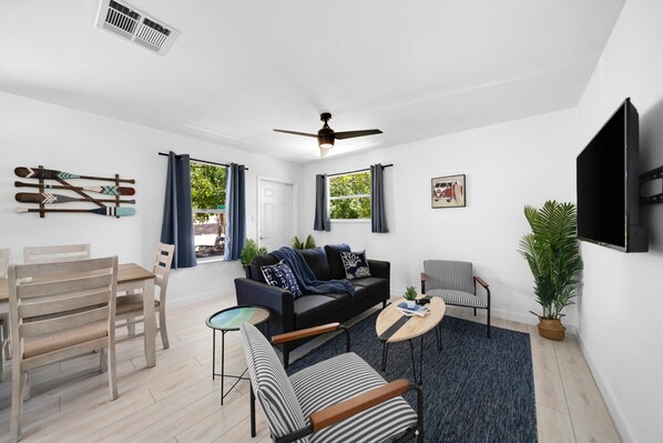 Living area - Private Patio + BBQ • Near Vanderbilt Beach + Lake Access | Surfside Cottage (Naples)