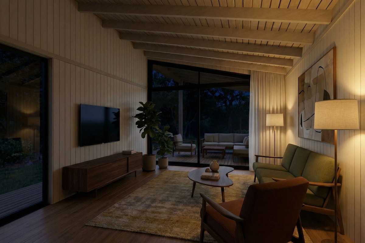 Cabana | Área de estar | Smart TV 45 polegadas com canais digitais, serviços de streaming