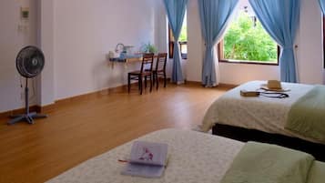 Family Quadruple Room, Garden View | Desk, laptop workspace, iron/ironing board (on request), WiFi (free)