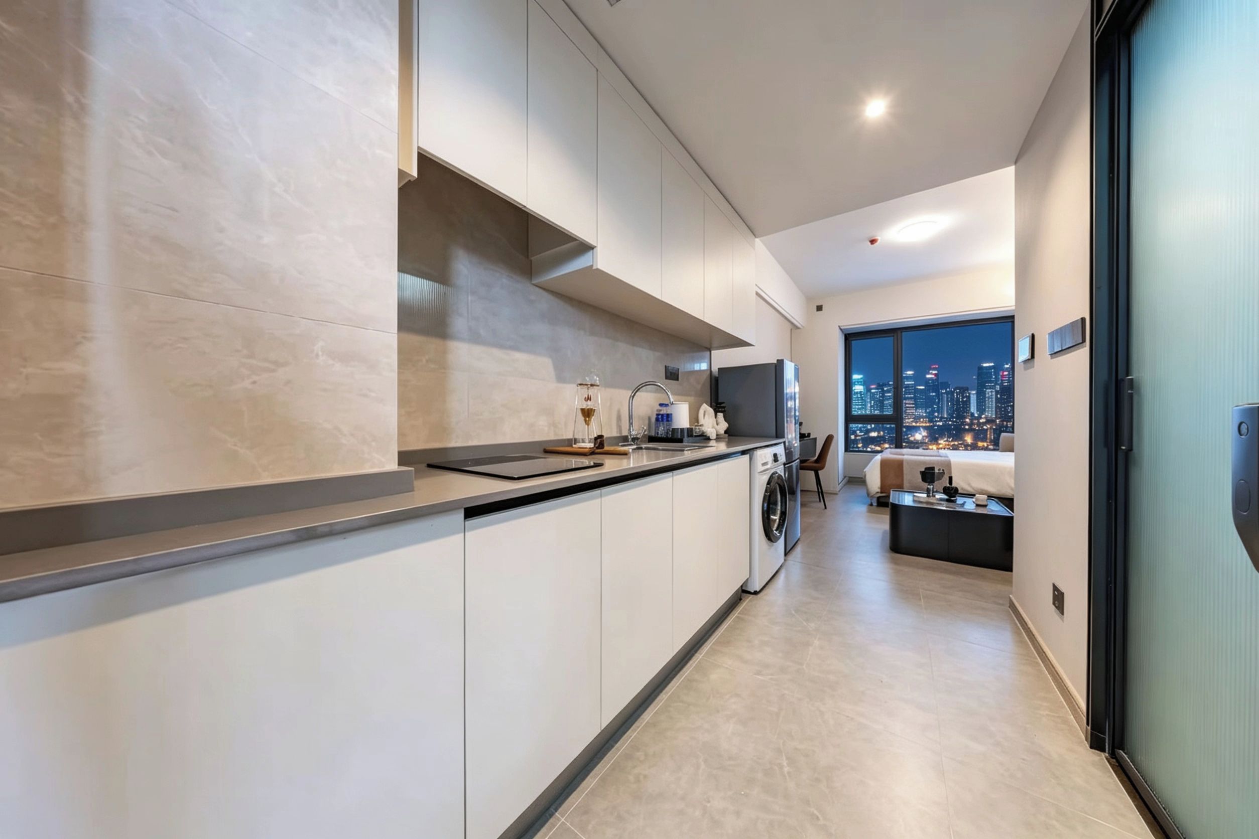 Habitación individual básica, vistas a la ciudad | Cocina privada