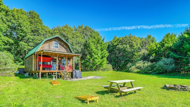 House (1 Bedroom) | Front of property - 100-acre Milan Cabin w/ Fire Pit & Shared Pond! (Milan)