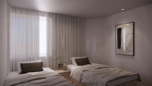 Twin Room, Private Bathroom | Desk, laptop workspace, blackout drapes, soundproofing - Hotel COTA (Busan)