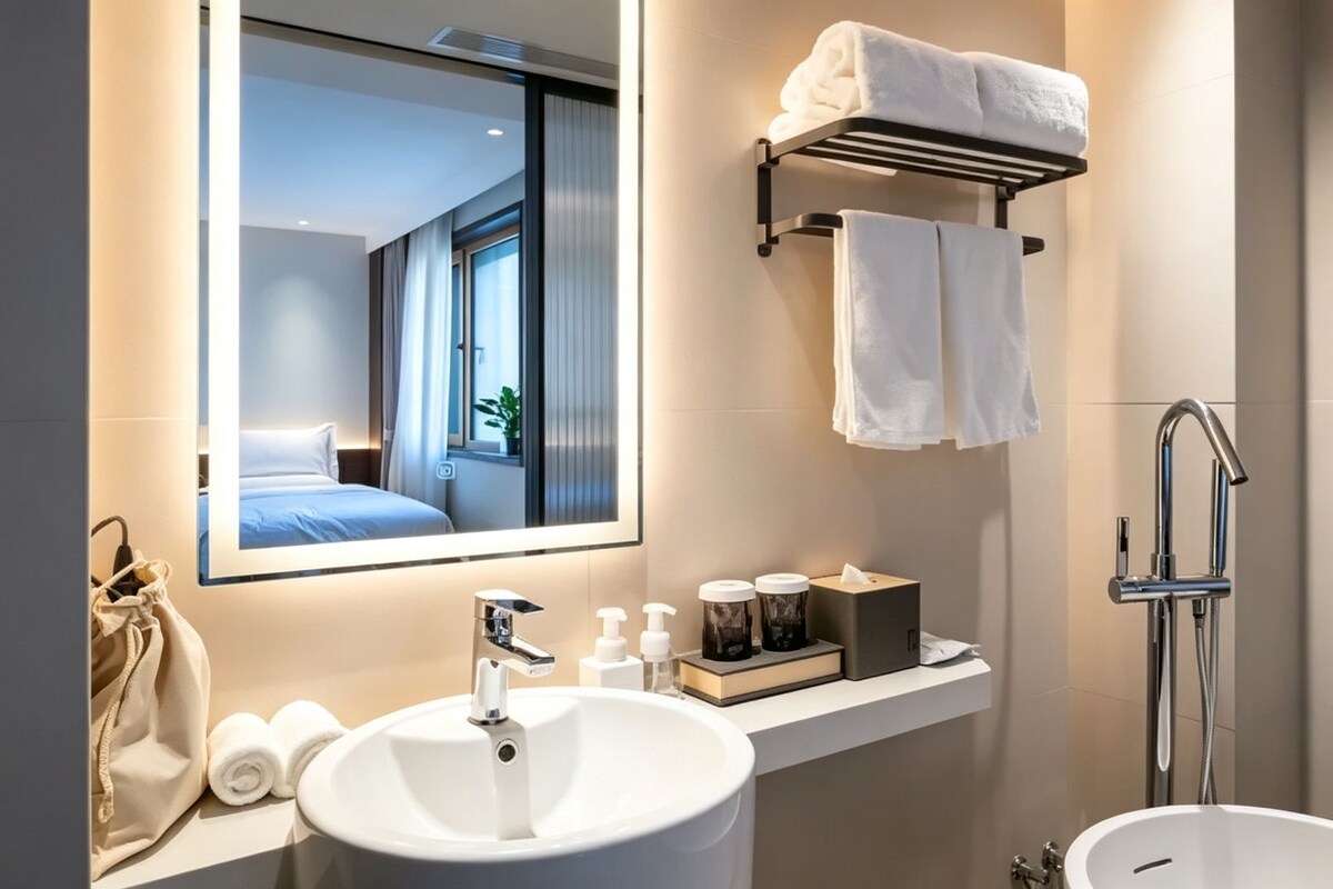 Basic Twin Room, City View | Bathroom | Shower, hair dryer, towels, soap