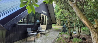 Carpenter-built house in the forest close to Alrø