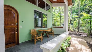 Quadruple Room, Kitchen, Pool View | Outdoor dining