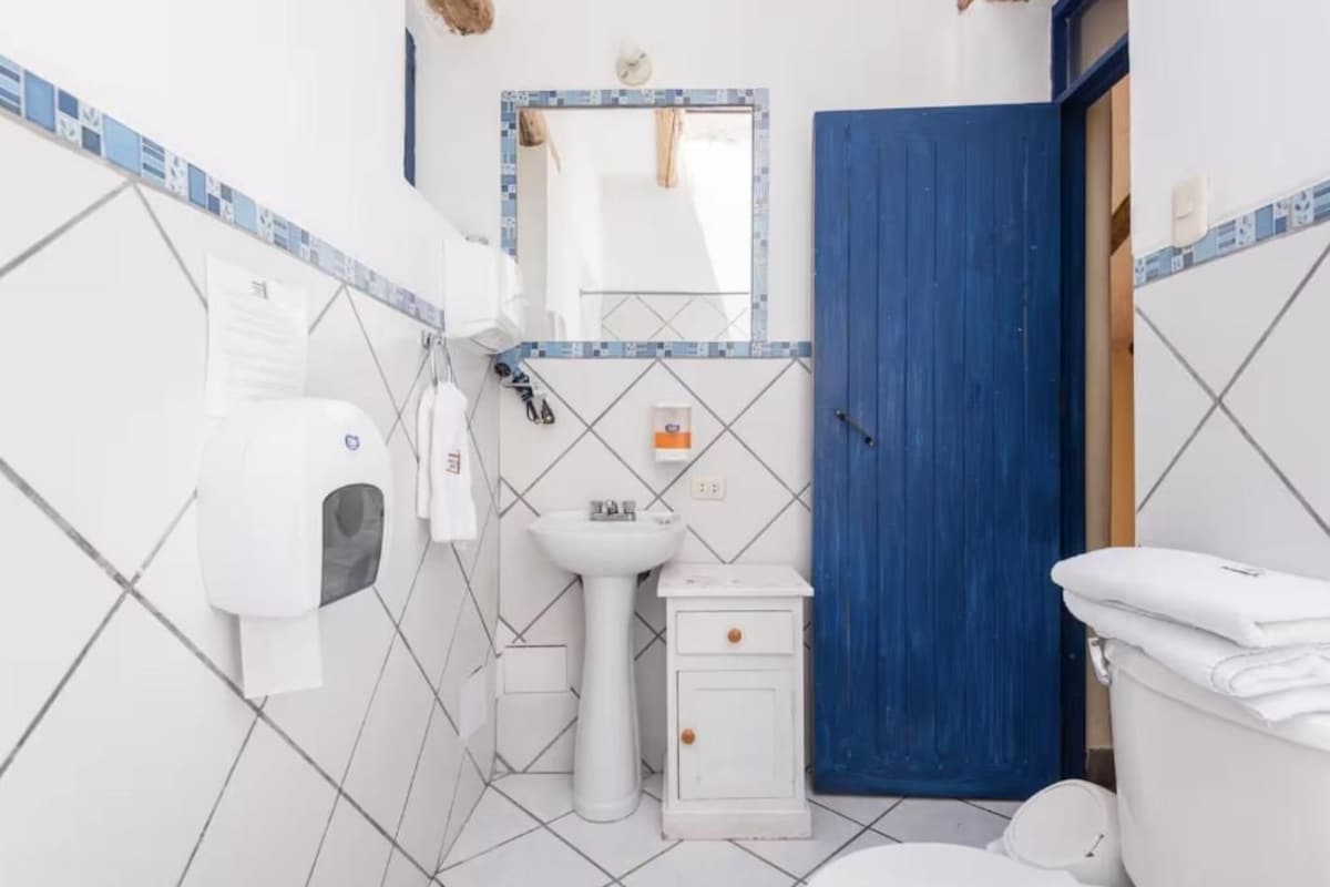 Shower, hair dryer (on request), towels, soap