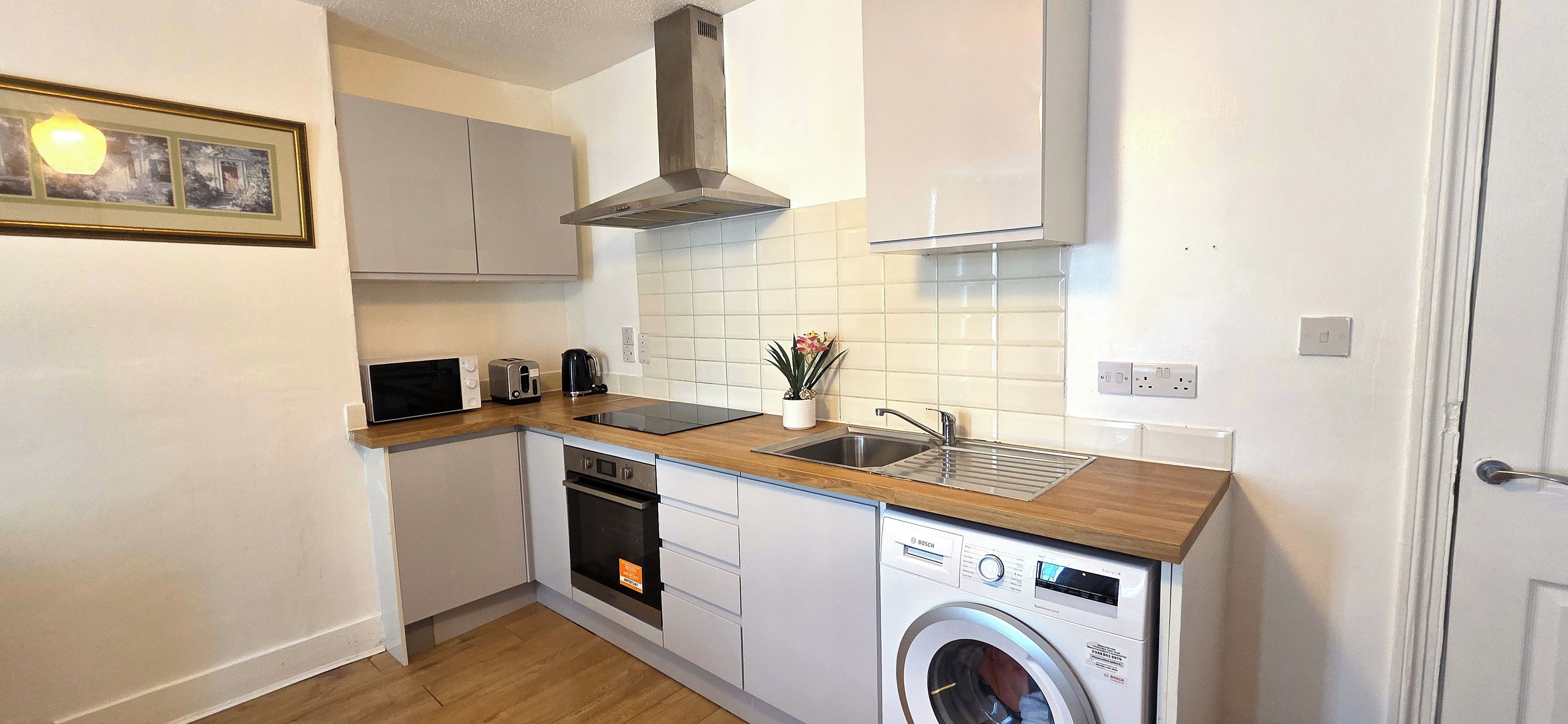 Fridge, microwave, oven