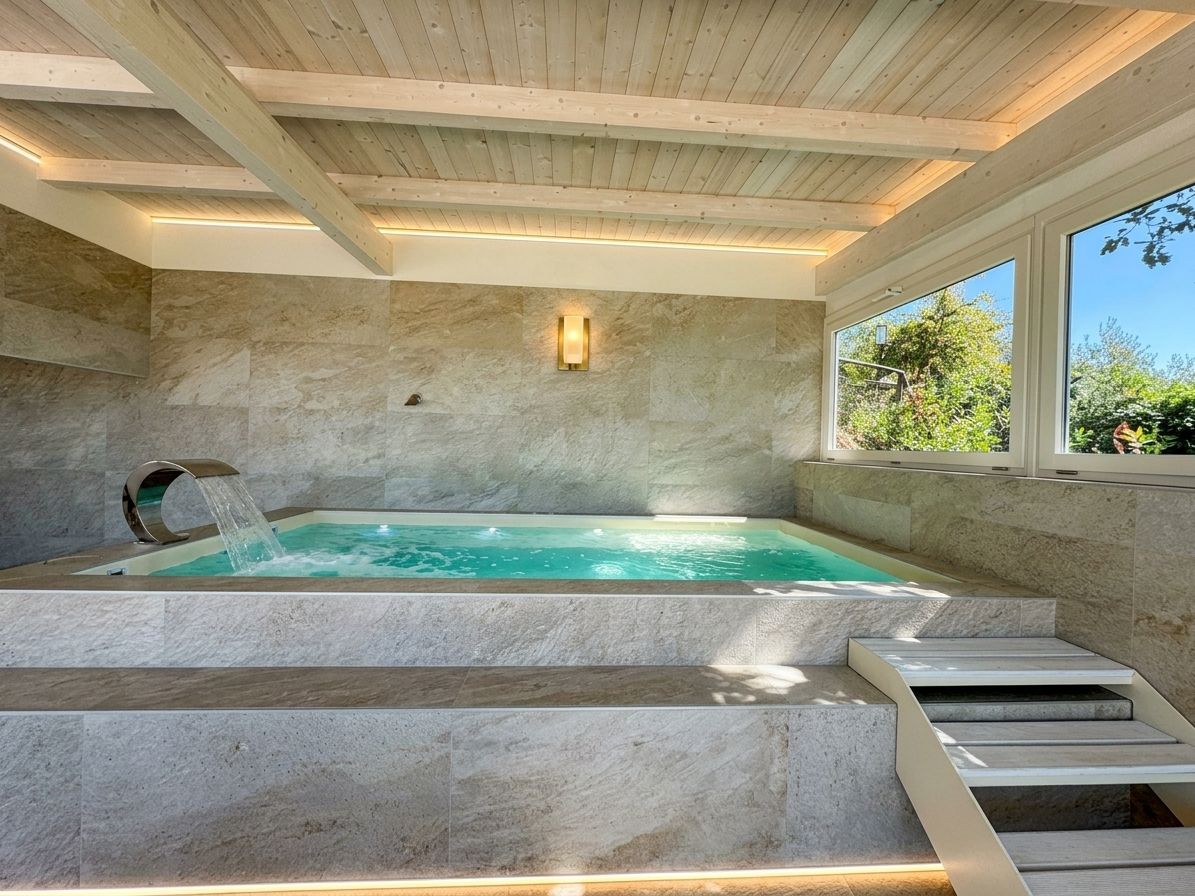 Bañera de hidromasaje cubierta