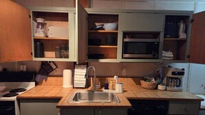 A compact kitchen with a built-in sink, a microwave, and a coffee maker. - The Nelson 2, Winner (Winner)