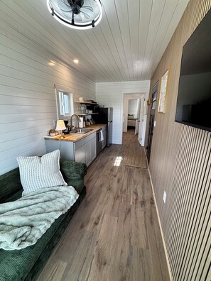 Living area - Lux Container Home 10 Min to GNP River Camp A (Babb)