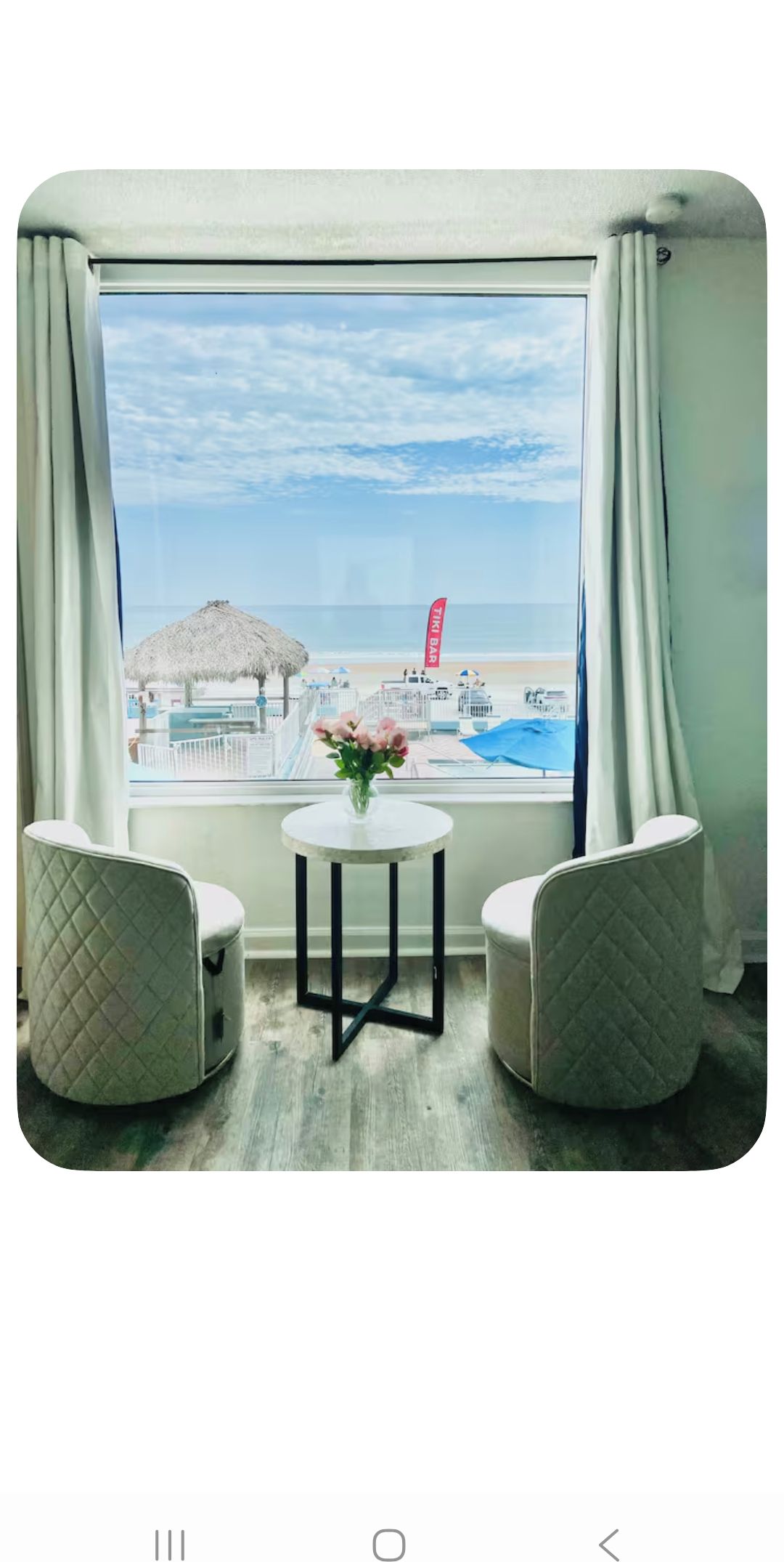 Ocean view from the living room, window, or bar.