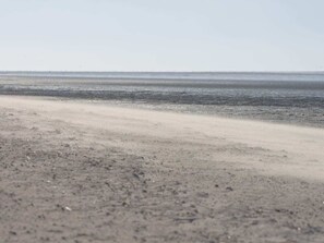 A beach with a sandy shore and calm water. - Crildumersiel Farm (Wangerland)