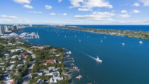 Aerial coastal view of nearby blue ocean waters and inlet options - Tropical 1BR Casita w/ Shared Pool Access (West Palm Beach)