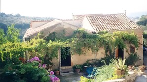 A rustic building with a tiled roof, surrounded by lush greenery and flowering plants. - Azienda Agricola Santo Pietro - Il Frantoio (Torrenova)