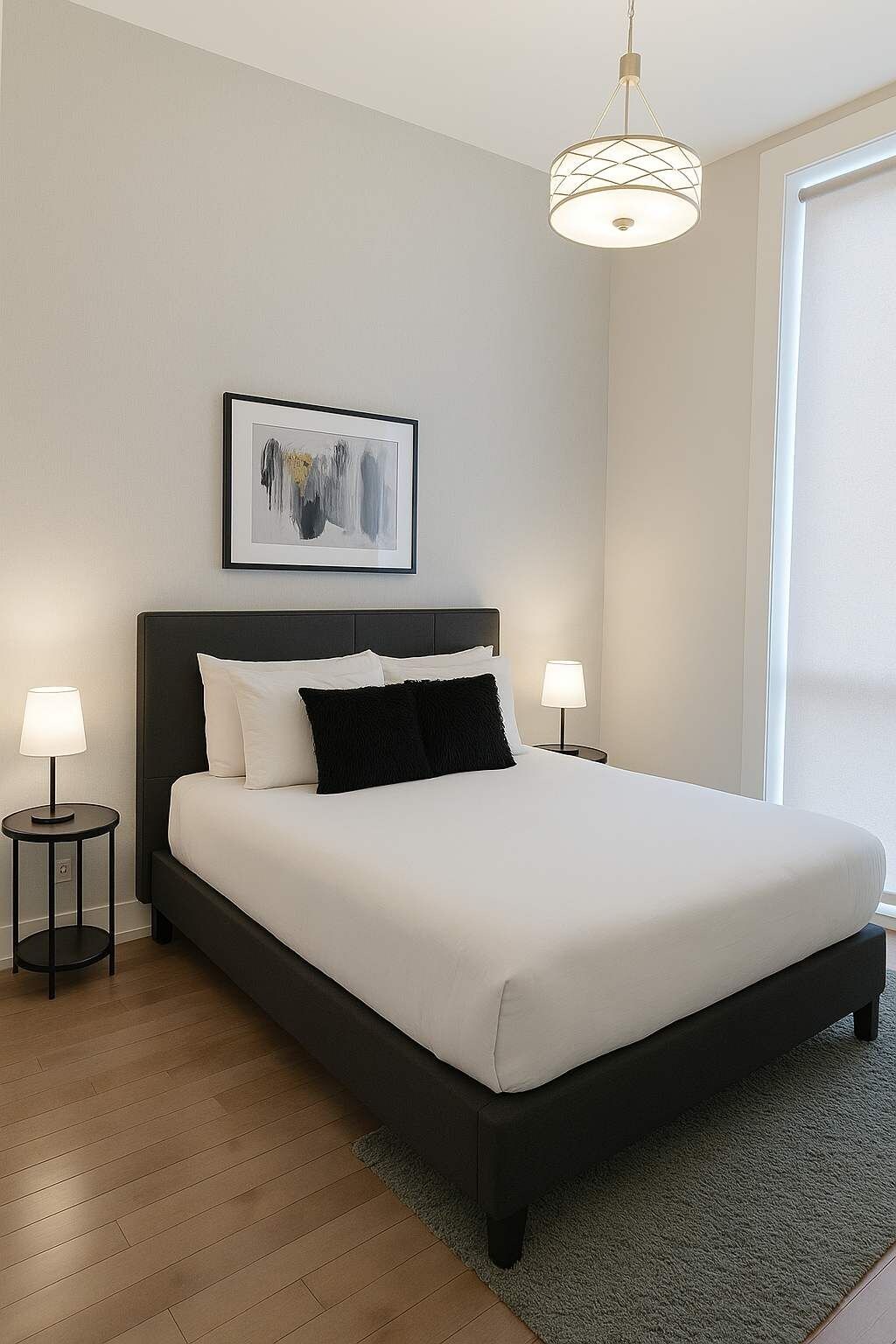 Tabla de planchar con plancha, cuna de viaje, wifi y ropa de cama 