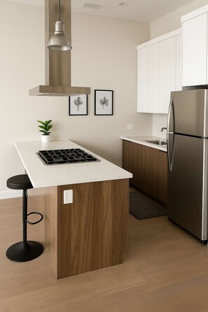 Coffee/tea maker, fridge, microwave, oven - The One: A 1BR Stay That Feels Like Home (Chicago)