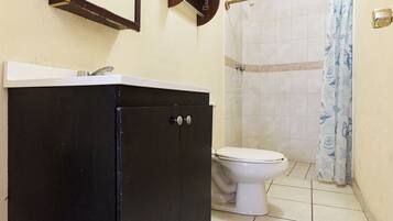 Standard Double Room, Pool View | Bathroom | Shower, towels, soap, toilet paper
