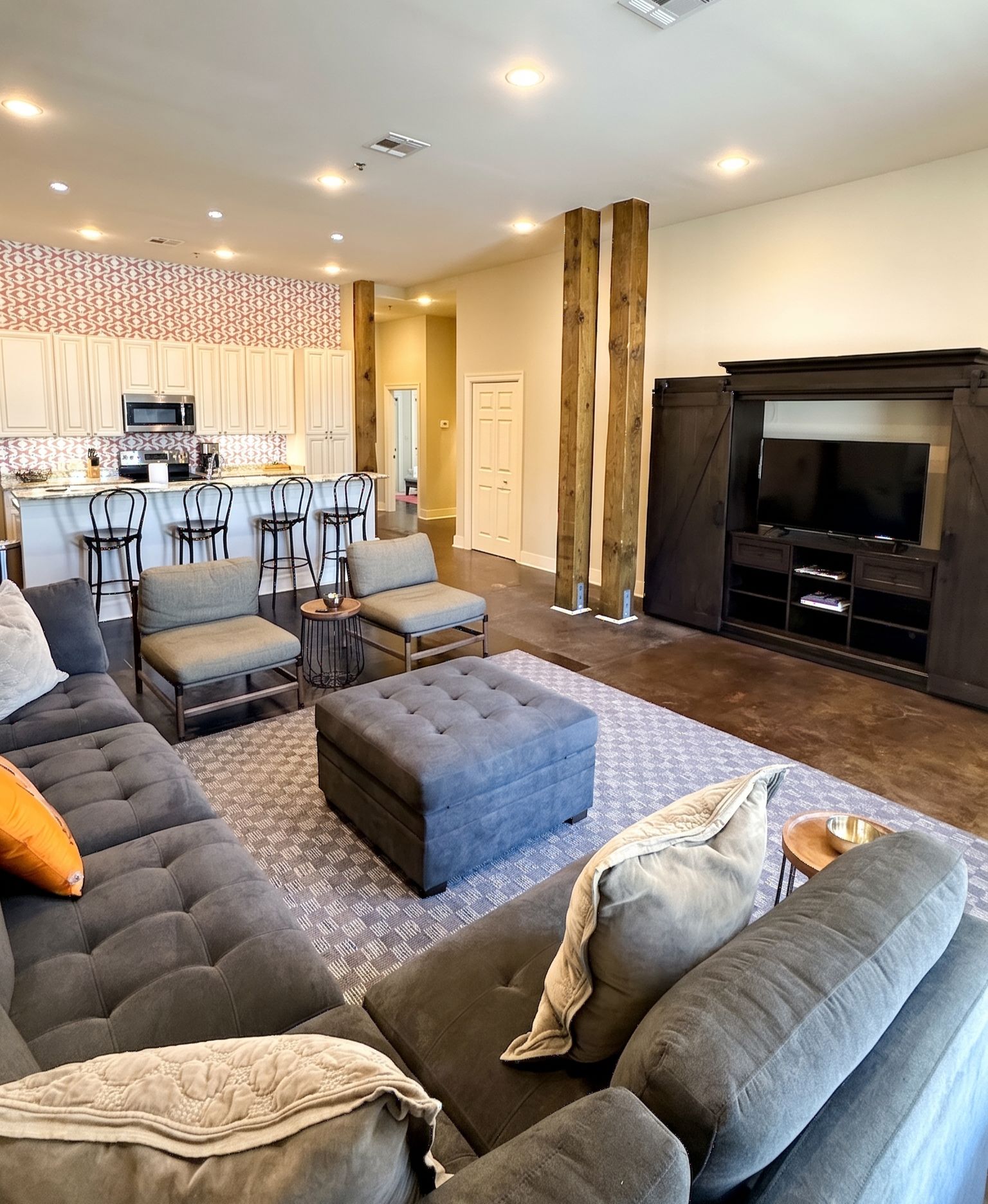 Spacious living area with plush seating